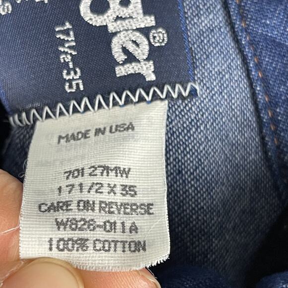 Vintage Wrangler Denim Western Shirt Mens 17.5 35 X-Long Tails Pearl Snap USA - Picture 10 of 15